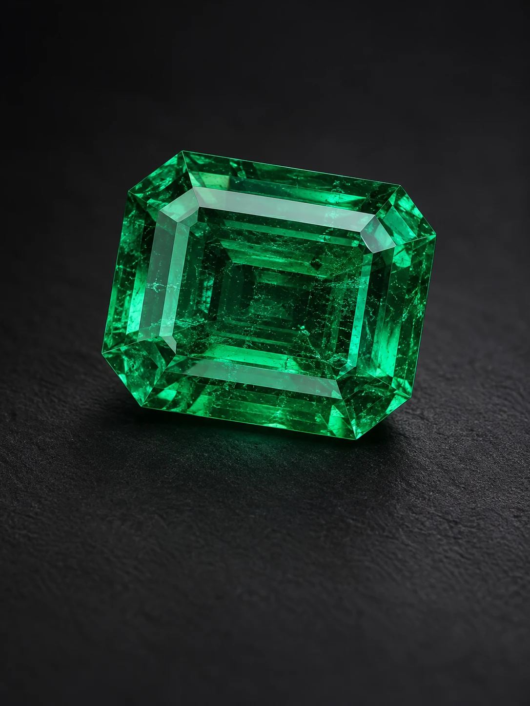 Deep green emerald-cut lab-grown emerald