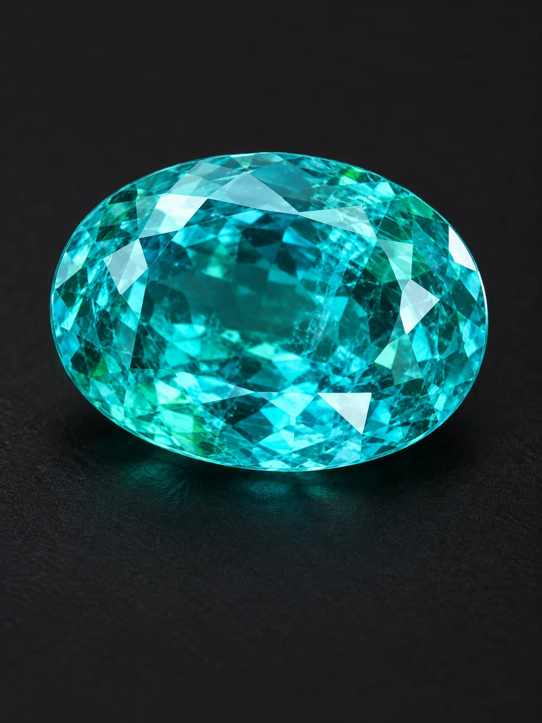 Oval faceted Paraiba tourmaline in vivid turquoise blue-green