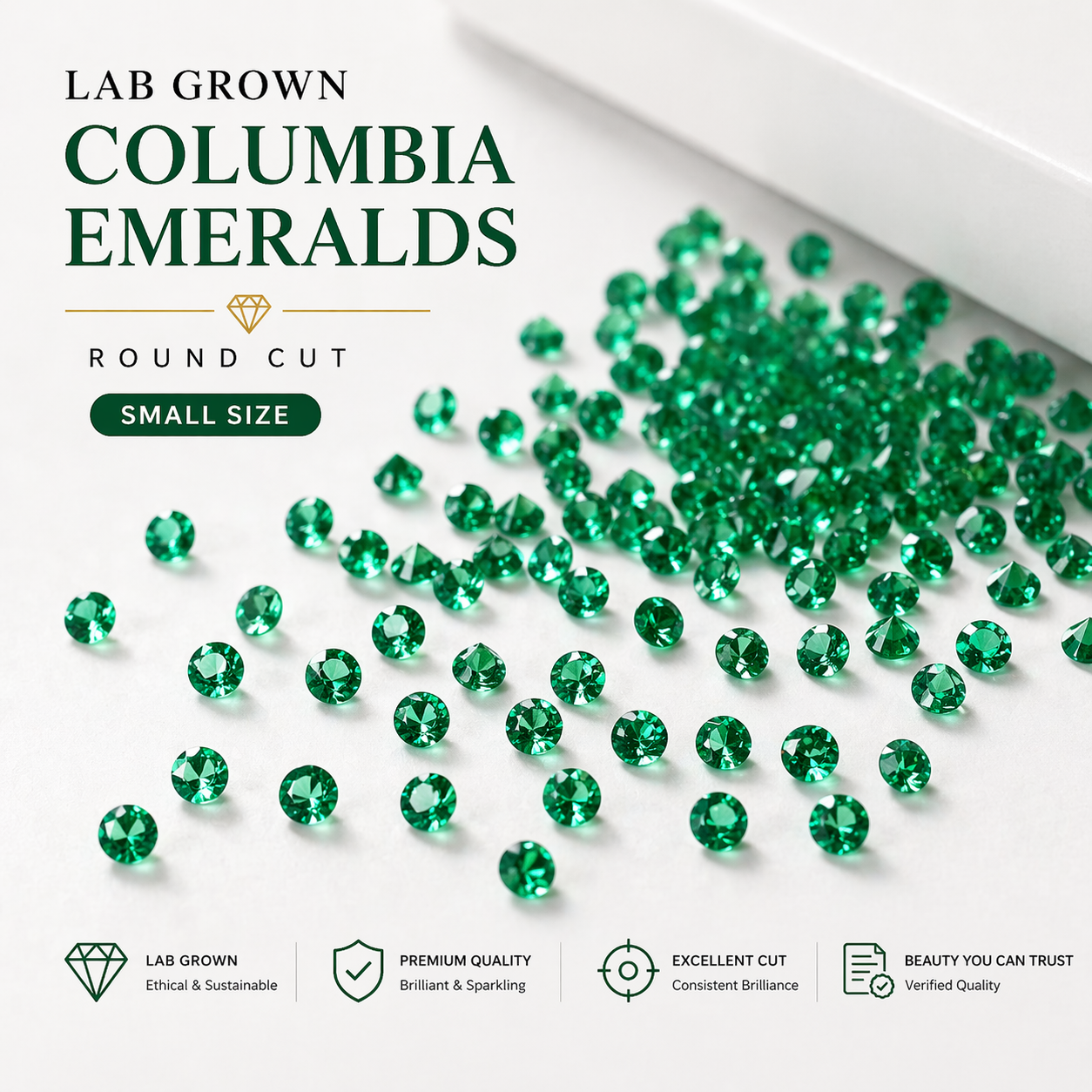 Wholesale Natural Color Lab Grown Columbia Emeralds Round Cut Small Size Charms Gemstone for Advanced Jewelry Making Materials